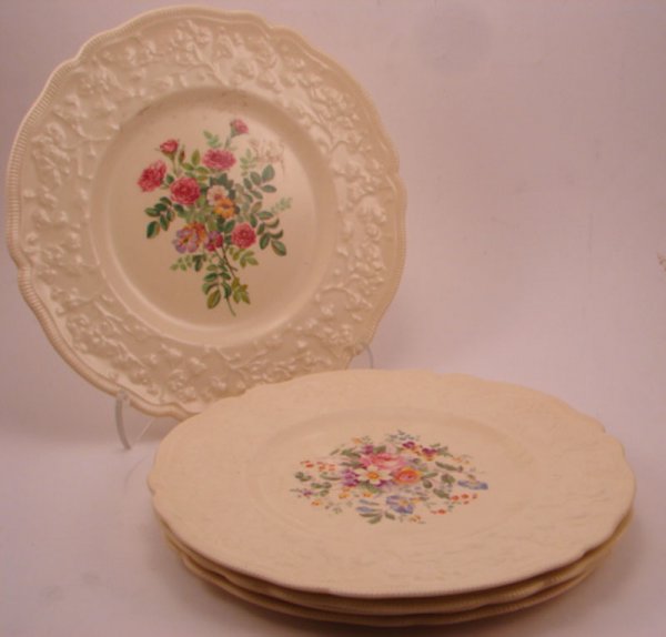 276 Five Johnson Bros Plates. Victorian pattern with v