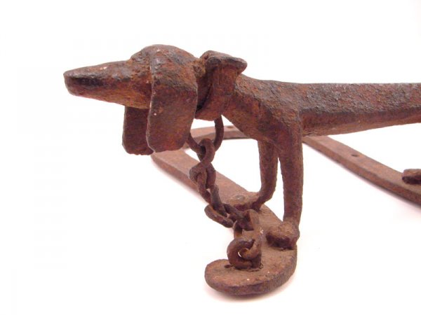 Unusual Figural Folk Art Iron Boot Scraper - Dog - 2
