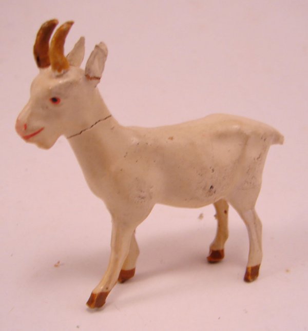 German Antique Animal Figure of Mountain Goat. Tw: German Antique Animal Figure of Mountain Goat. Two legs in need of repair. Marked "Germany". 2 3/4"h x 2 1/4"l x 3/4"