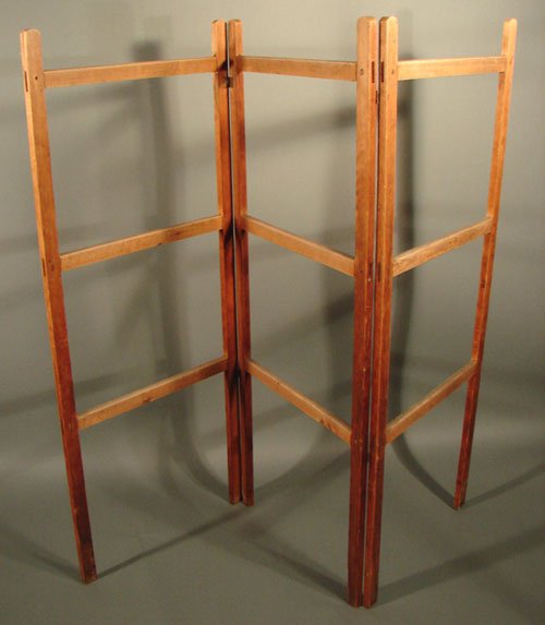 2086 Pine Trifold quilt rack, Shaker type. 61"h. pane