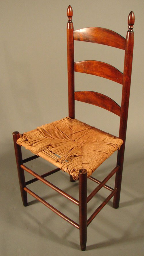 2219 Antique Shaker Chair. Marked "Shaker Mt. Lebanon, Jul 08, 2006 TW Conroy, LLC in NY