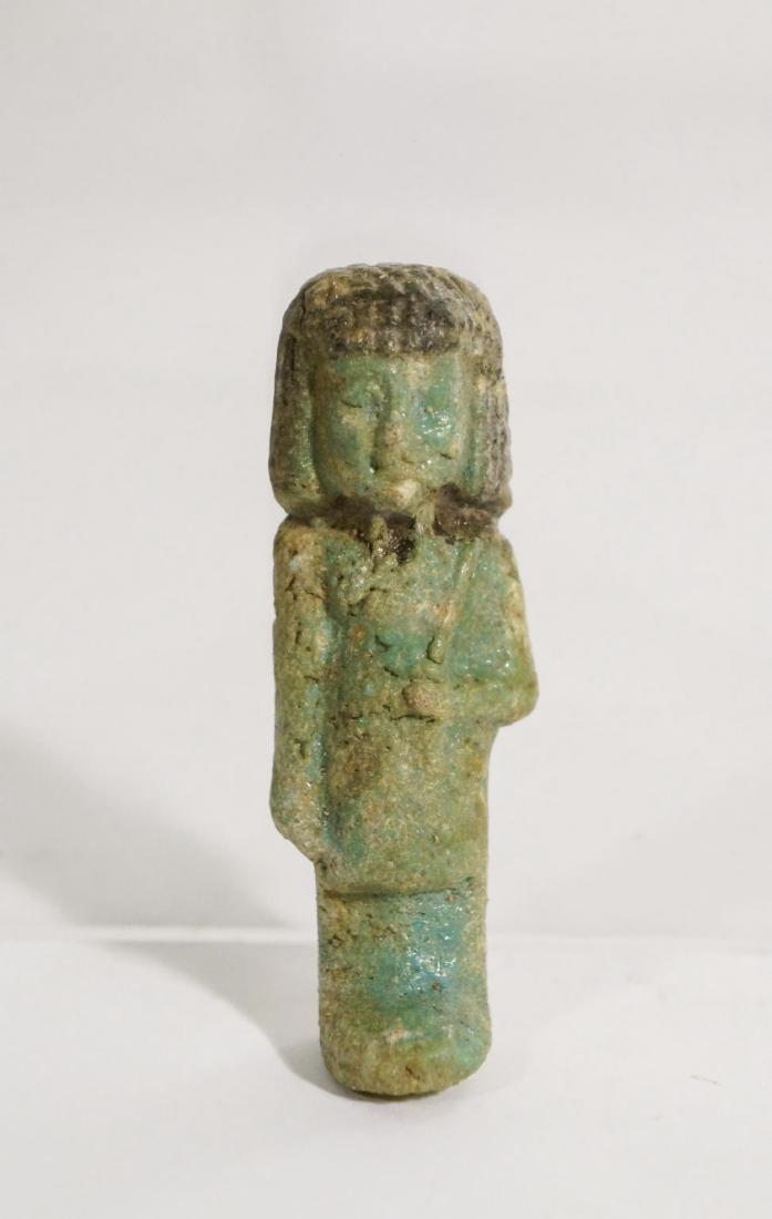 ANCIENT EGYPTIAN FAIENCE USHABTI OLD KINGDOM: (c. 2600 to 2100 B.C.E) Ex CA private collection. height: 2.8in.