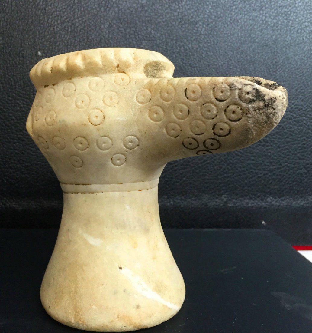 ANCIENT EGYPTIAN ALABASTER ALABASTRON: Ancient Egyptian alabaster Alabastron probably 800 BC -500 BC , Provenance: Ex-private UK collection. Size : 20 cm x 9 cm