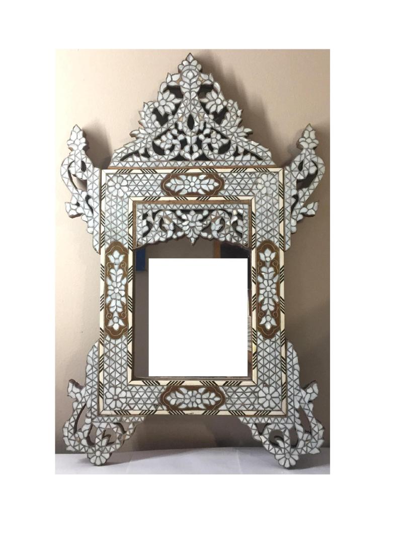 SYRIAN BONE & MOTHER OF PEARL INLAY MIRROR: size: 67 cm x 43 cm