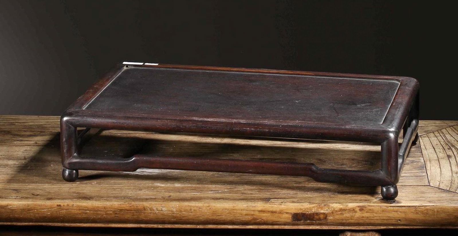 CHINESE ROSEWOOD TEA TABLE: Â Length: 17.7 inches. Width: 11.8 inches. Height: 3.9 inches. Â Length: 45cm Width: 30cm Height: 10cm