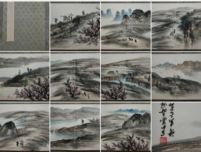 A Chinese Landscape Album, Zhao Wangyun Mark: Dimension: x 11.6 inches, 10 pages 43.5 x 29.5 cm.