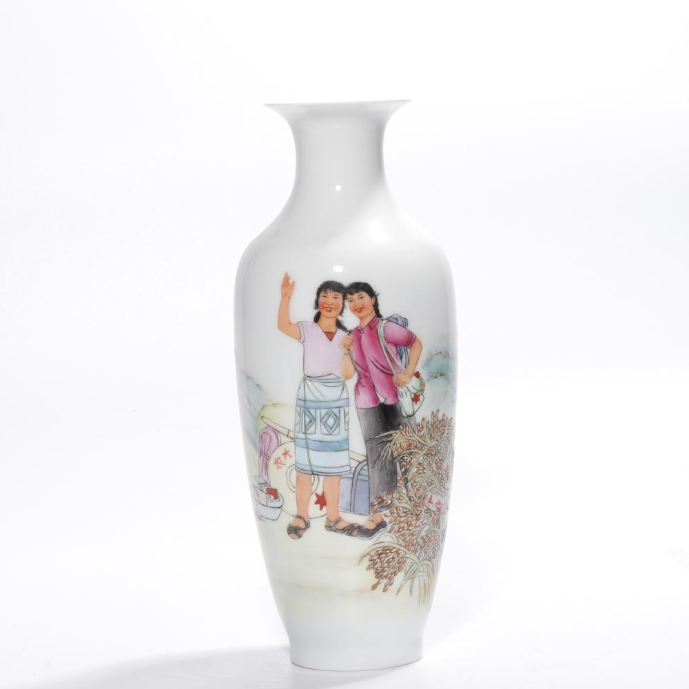 Chinese Cultural Revolution Porcelain Vase, Mark O: Height: 10.2 inches. Mouth diameter: 3.1 inches. Height: 26cm Mouth diameter: 8cm. Provenance: From Mr. John Dultons, a Private collector from Point Pleasant, NJ.