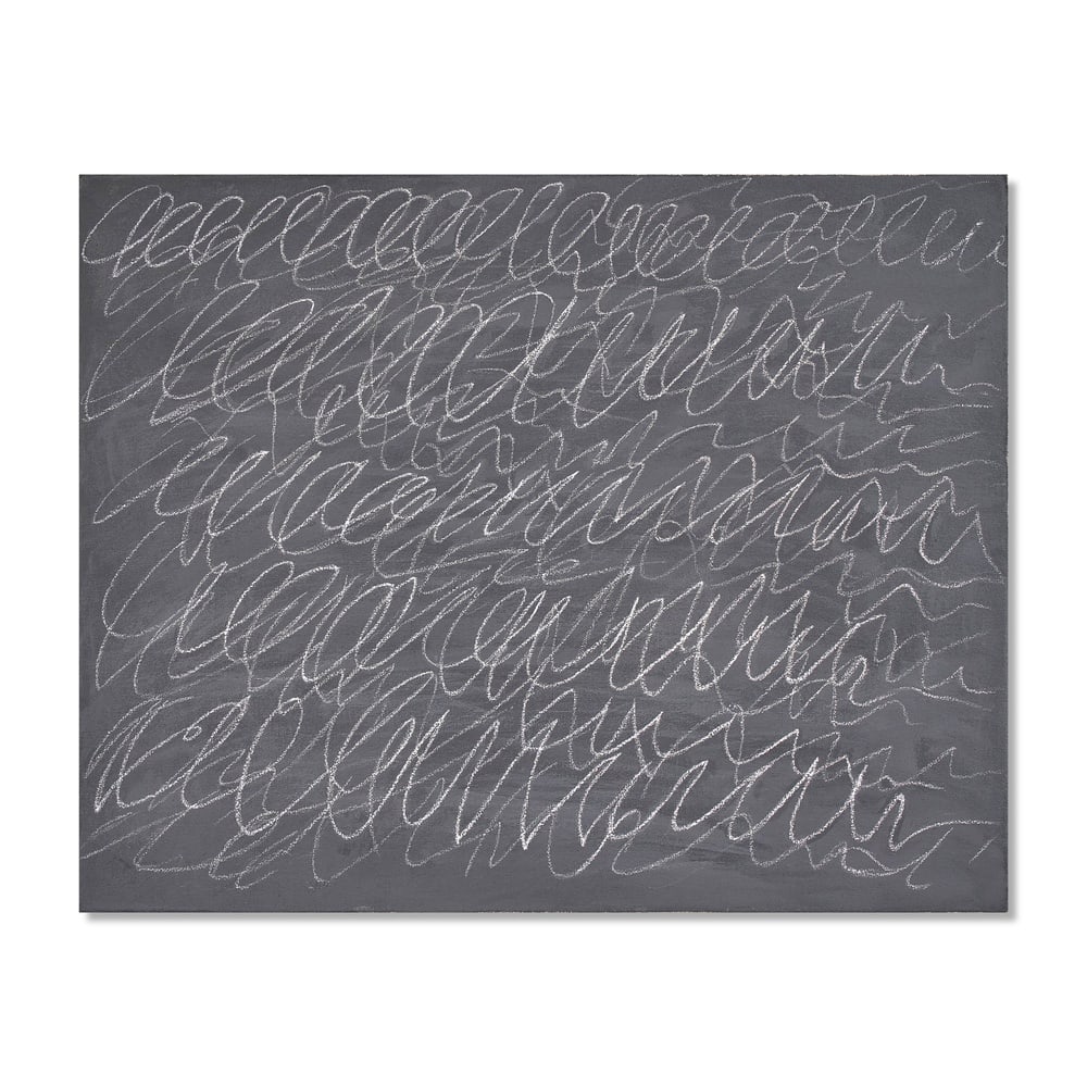 CY TWOMBLY (1928-2011), ATTRIBUTED TO, OIL BASED HOUSE PAINT AND WAX CRAYON ON CANVAS (1 of 2)