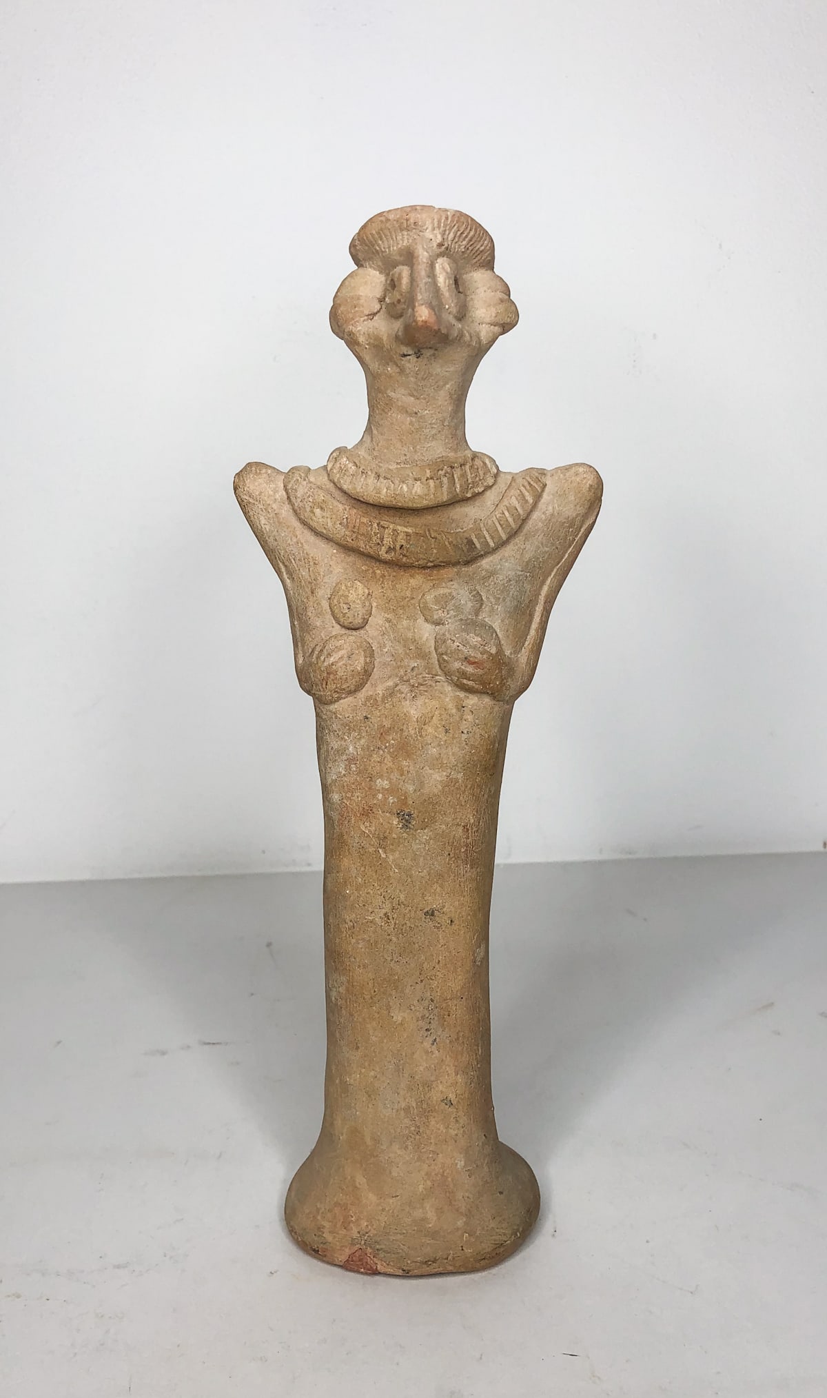 Large Ancient Near Eastern Clay Votive Figure: provenance: UK private collection. Height: 10.5in.