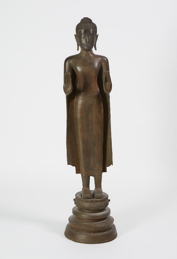 A Large Standing Bronze Buddha, Burma, Early 20th (1 of 4)
