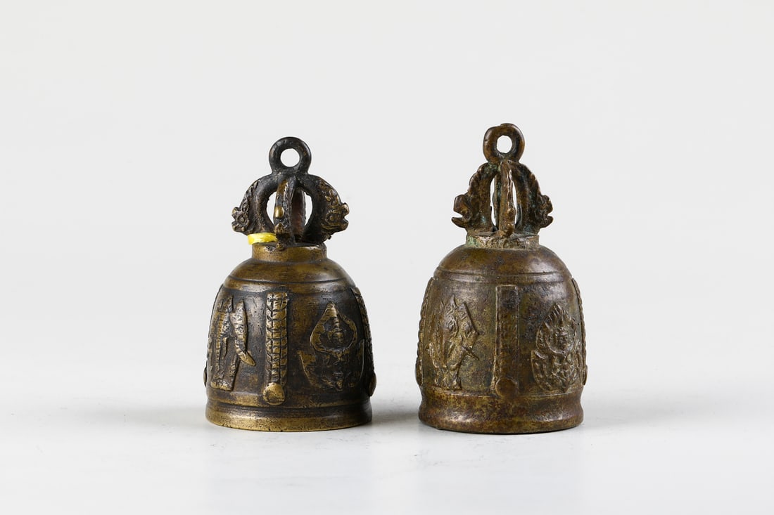 Chinese Two Bronze Carved Bells (1 of 13)