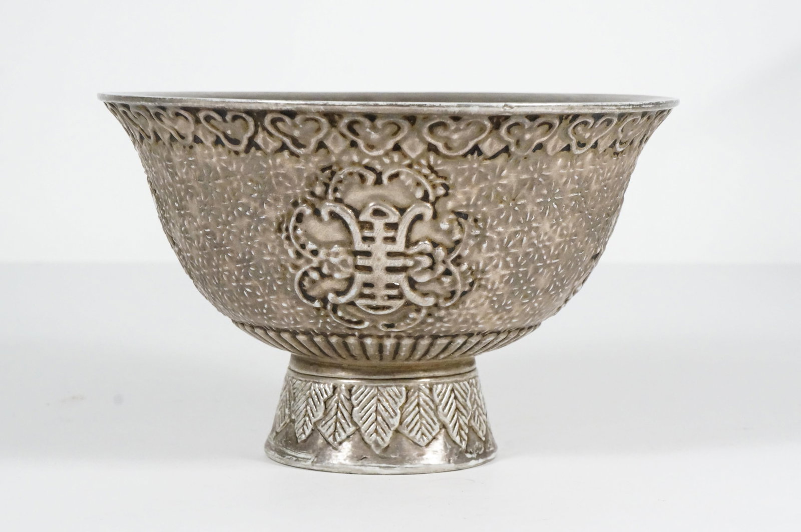 Chinese Silver Glazed Stem Bowl (1 of 7)
