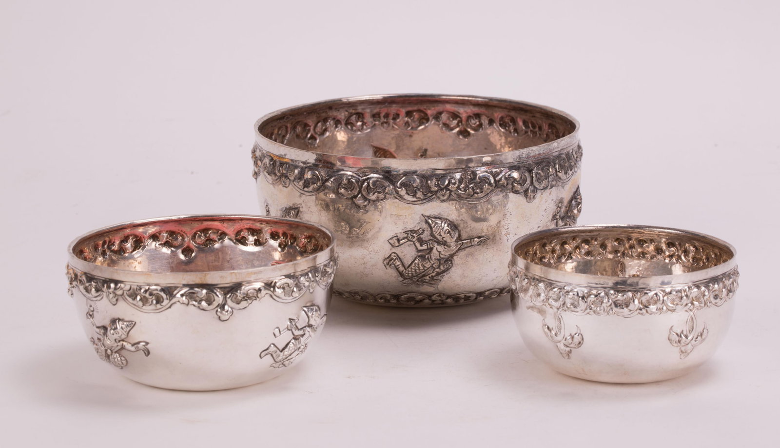 Three Antique Silver Bowls With Buddha Motif (1 of 7)