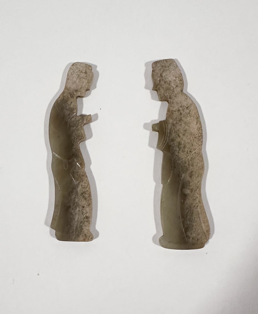 Set Of Two Chinese Archaistic Jades: length: 3.3in.