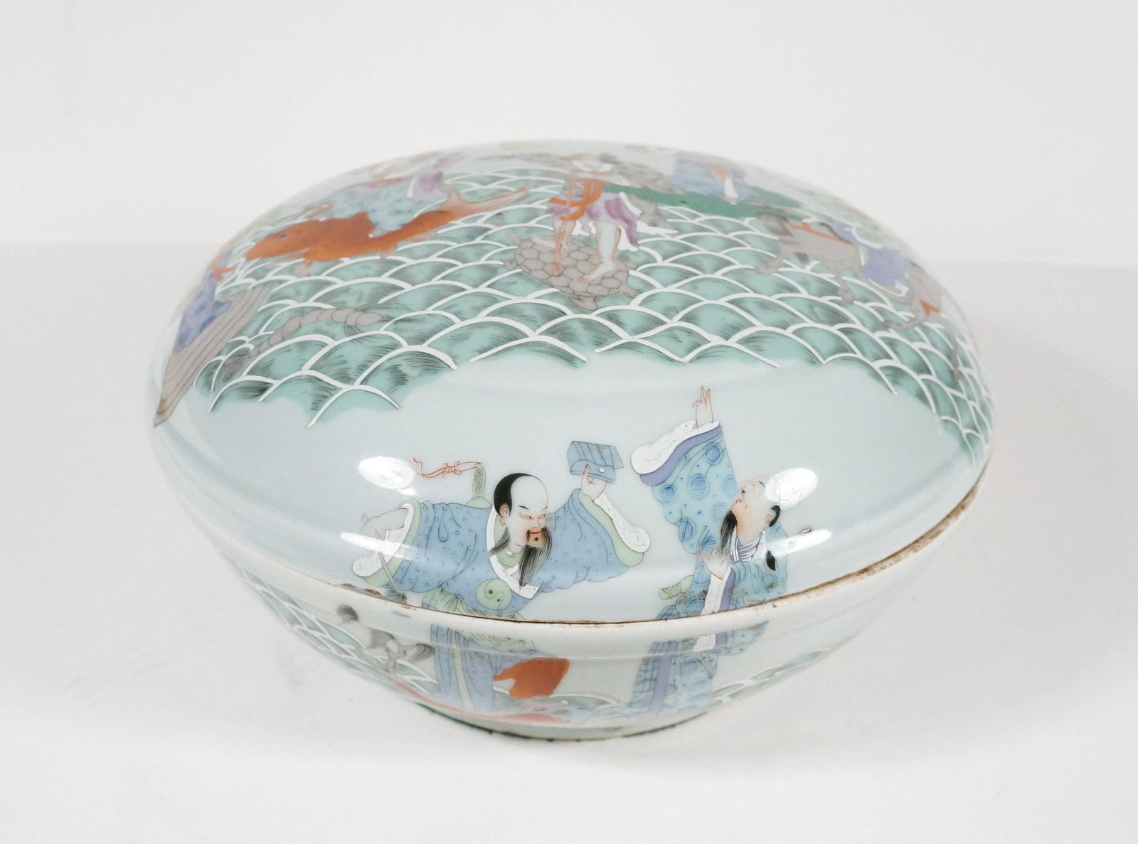 Famille Rose Porcelain Cover Box 8 Immortals (1 of 6)