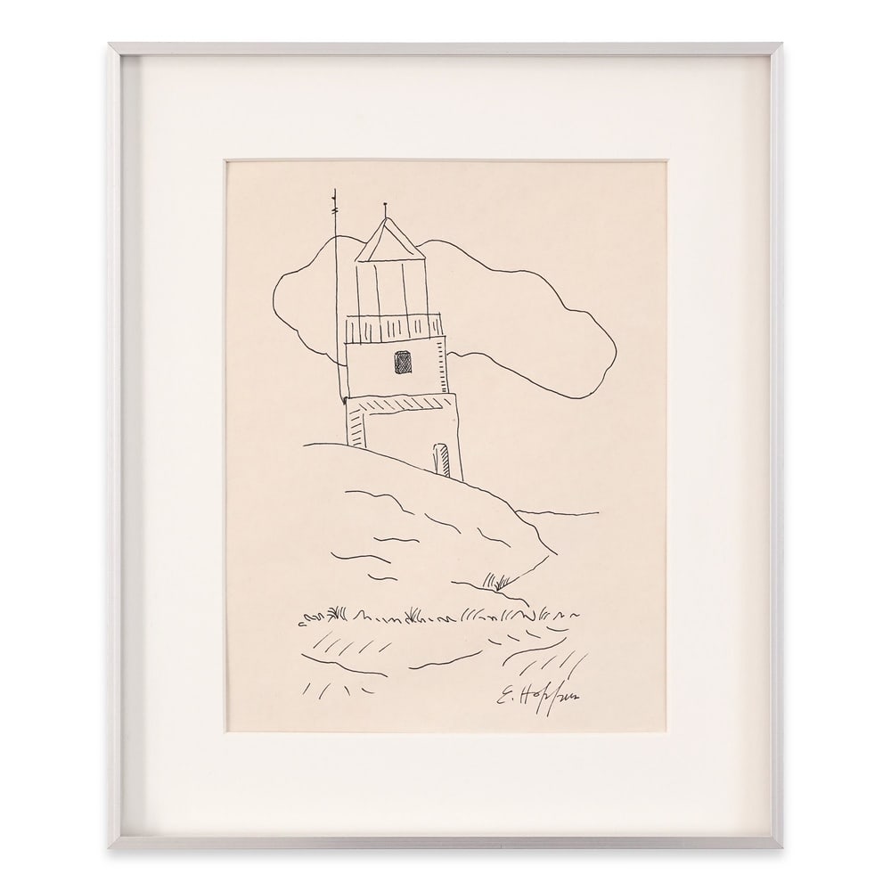 EDWARD HOPPER SIGNED DRAWING ON PAPER: Image Dimensions: 10 7/8 x 8 1/4 in (27.5 x 20.8 cm) Framed Dimensions: 15 1/8 x 12 5/8 in (38.5 x 32 cm) Provenance and Authentication: This collectible has undergone a rigorous forensic evaluation. 