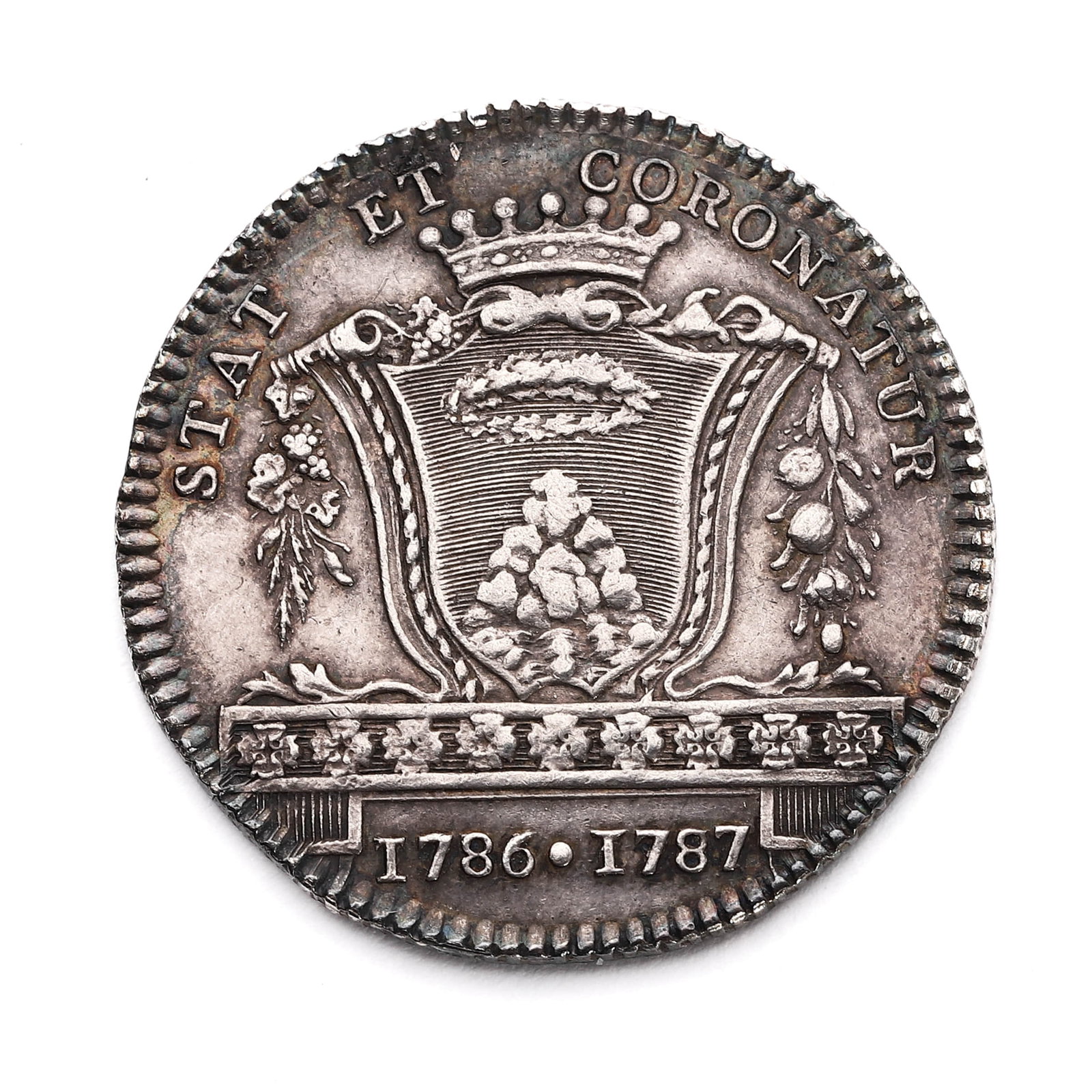 FRENCH SILVER MAYORAL MEDAL OF M. GUÉRIN DE BEAUMONT, 1786-1787: Dimensions: Diameter: 1 5/8 in. (41.1 mm), Weight: 25.7 g This finely struck silver medal commemorates the mayoralty of M. Guérin de Beaumont in Paris between the years 1786 and 1787. The obverse dis