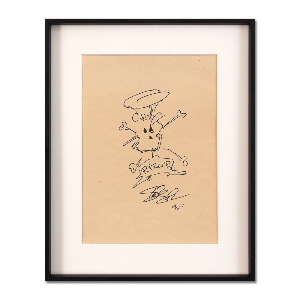 SLASH (B.1965), ATTRIBUTED TO, DRAWING ON PAPER,: Signed (lower center) Image Dimensions: 8 x 11 1/8 in (20.3 x 28.4 cm) Framed Dimensions: 12 1/4 x 15 3/8 in (31.2 x 39.2 cm) Provenance and Authentication: According to the Letter of Authenticity (LO
