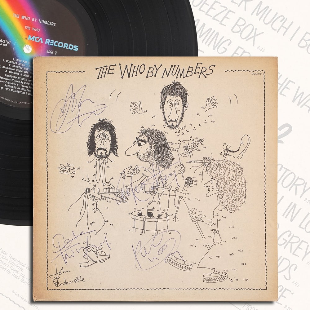 THE WHO FULLY SIGNED "THE WHO BY NUMBERS" LP: 12 1/4 x 12 1/4 in Provenance and Authentication: According to the Letter of Authenticity (LOA) and Certificate of Authenticity (COA) provided by the consignor, this collectible was subjected to a for