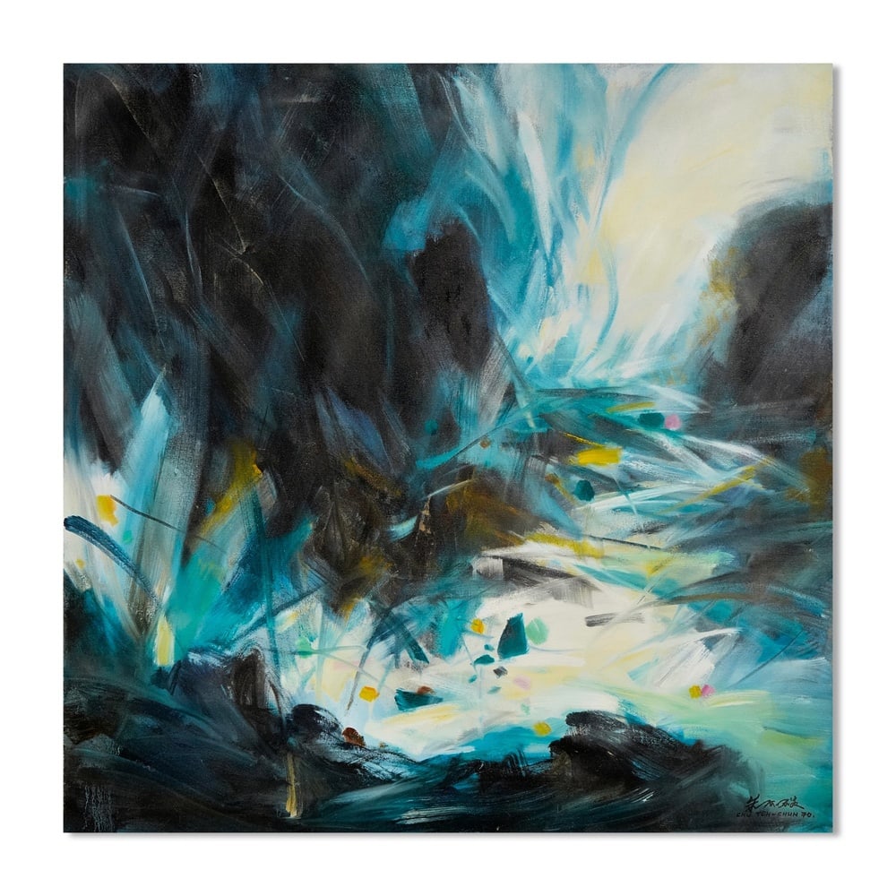 CHU TEH-CHUN (1920-2014), ATTRIBUTED TO, OIL ON CANVAS: Image Dimensions: 39 1/2 in x 39 1/2 in (100 cm x 100 cm) Signed (lower right and reverse) This painting comes with COA. Chu Teh-Chun (1920-2014) was one of the most prominent painters in the Chinese 