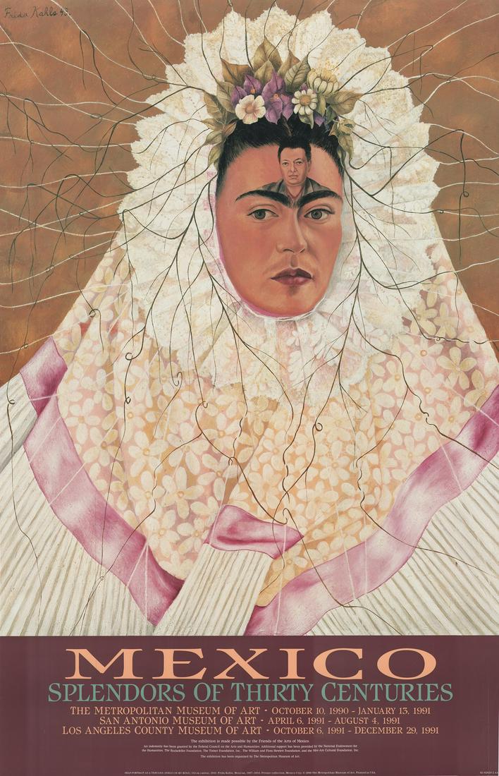 Frida Kahlo, Mexico, Splendors of the thirty centuries.: Frida Kahlo, Mexico, Splendors of the thirty centuries, offset, 1990, cm 100 x 65.