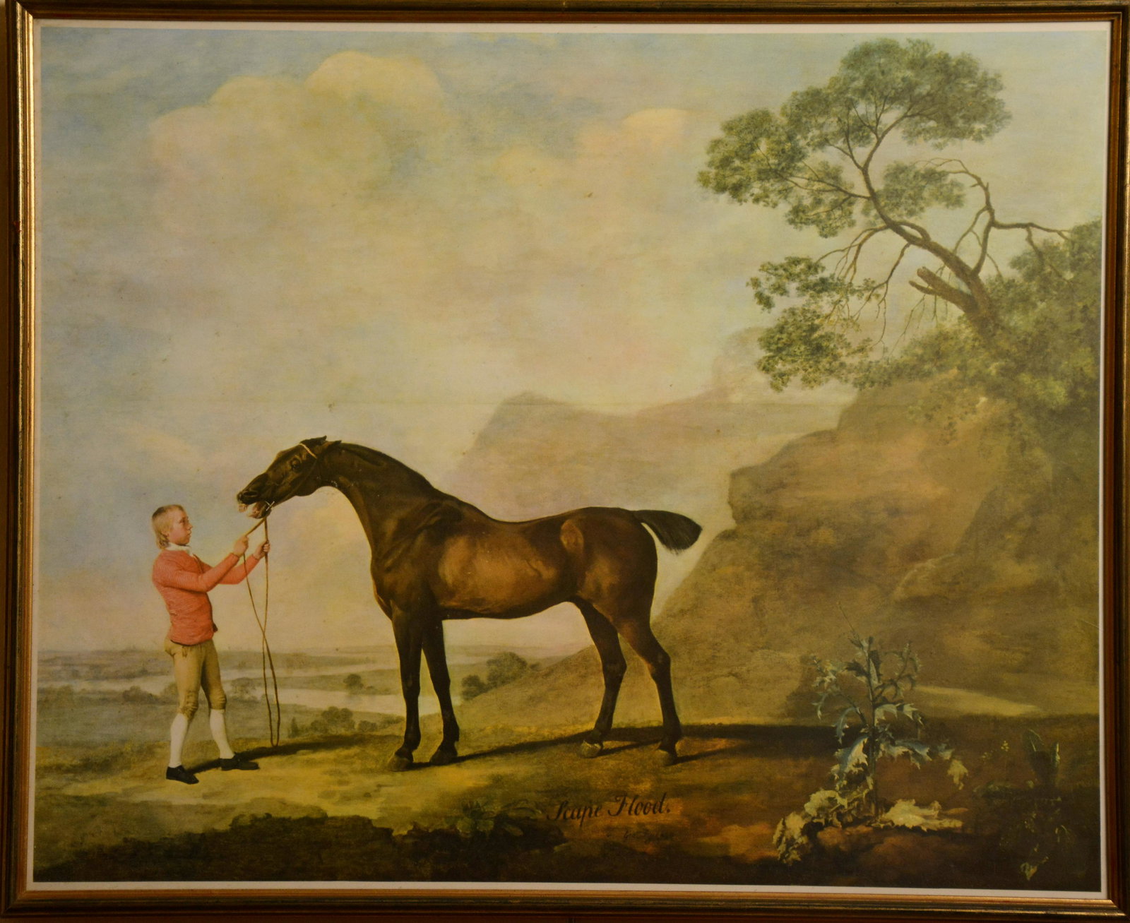 Scape Flood by Georges Stubbs: Reproduction of Scape Flood by Georges Stubbs, offset, cm 55,5x68,5. Framed.