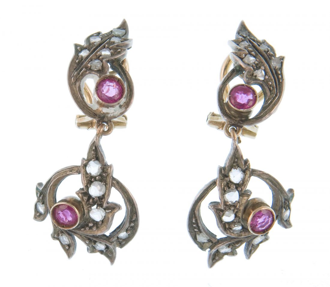 A pair of 19th century gold and silver ear clips (1 of 1)