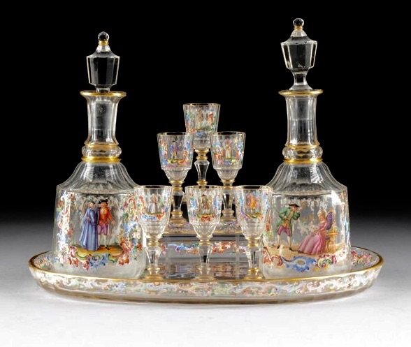 19TH CENTURY LOBMEYR LIQUOR SET: Estimate $1.500-2.000