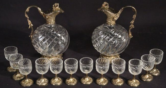 19TH CENT STERLING SILVER AND BACCARAT GLASS LIQUOR SET (1 of 2)