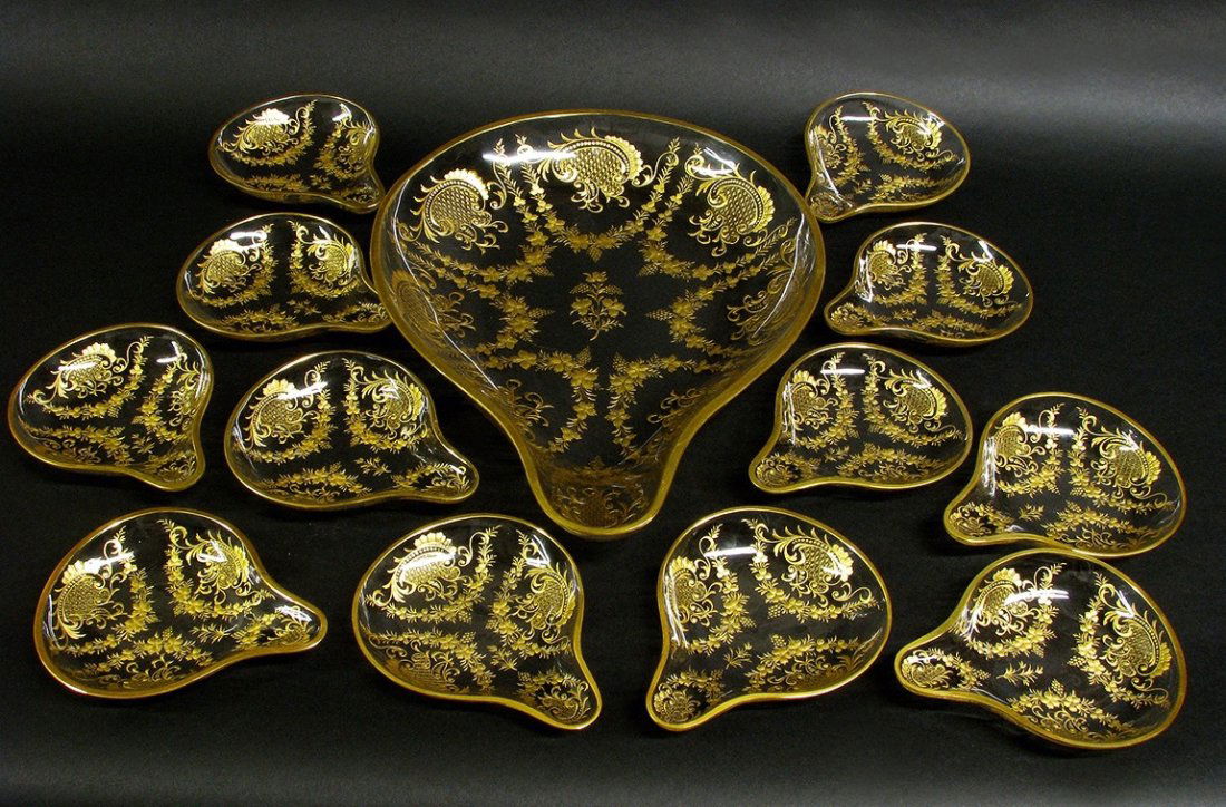 GILT MOSER BERRY SET 13 PIECES (1 of 5)