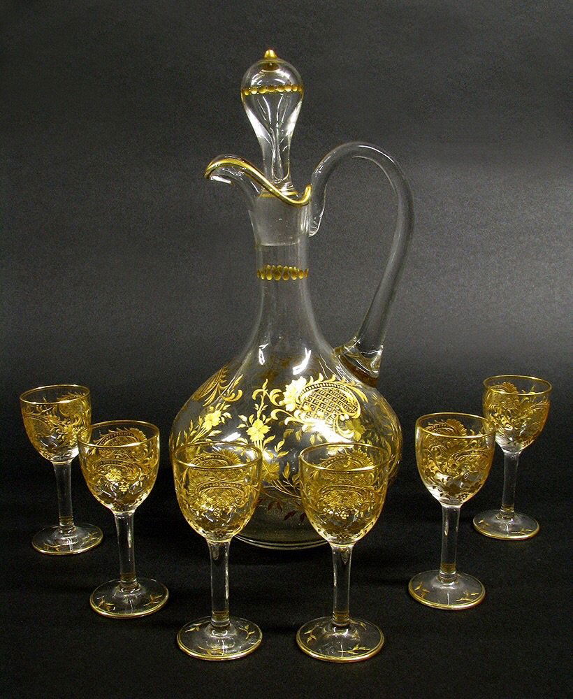 19TH CENTURY GILT MOSER LIQUOR SET (1 of 3)