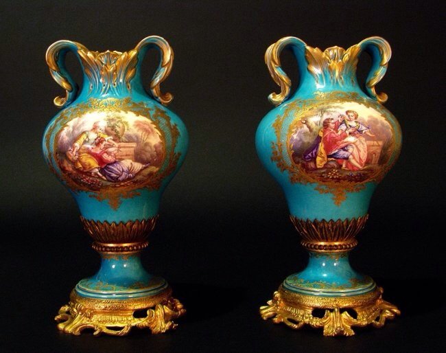 PAIR OF 19TH CENTURY ORMOLU MOUNTED SEVRES VASES (1 of 4)