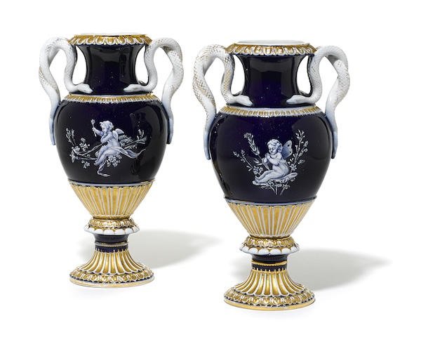 PAIR OF 19TH CENTURY FRENCH ENAMEL MEISSEN VASES (1 of 1)
