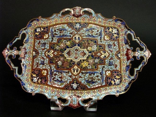 19TH CENTURY FRENCH CHAMPLEVE ENAMEL TRAY (1 of 2)