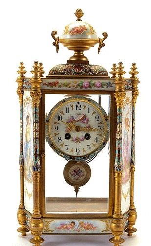 19TH CENTURY SEVRES AND CHAMPLEVE ENAMEL CLOCK (1 of 1)