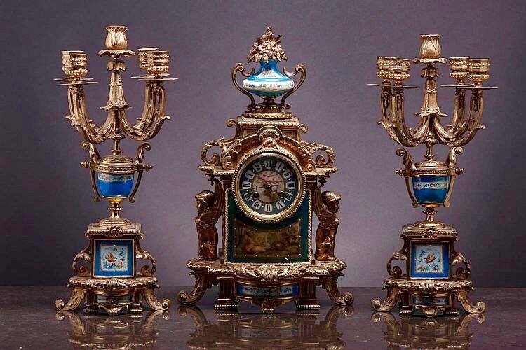 A 19TH CENTURY SEVRES CLOCK SET (1 of 1)