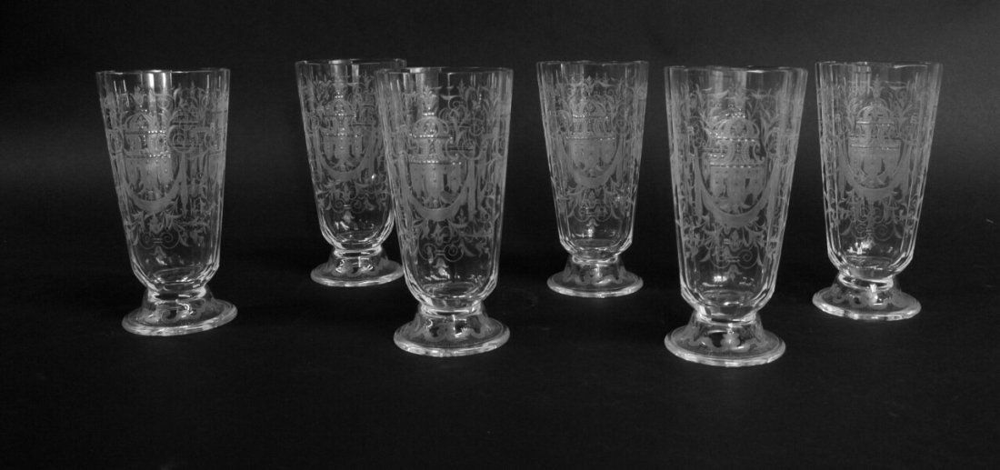 SET OF SIX 19 TH CENTURY ETCHED LOBMEYR GOBLETS (1 of 5)