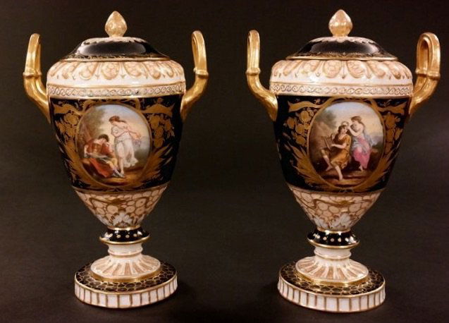 PAIR OF 19TH CENTURY DRESDEN PORCELAIN VASES (1 of 4)