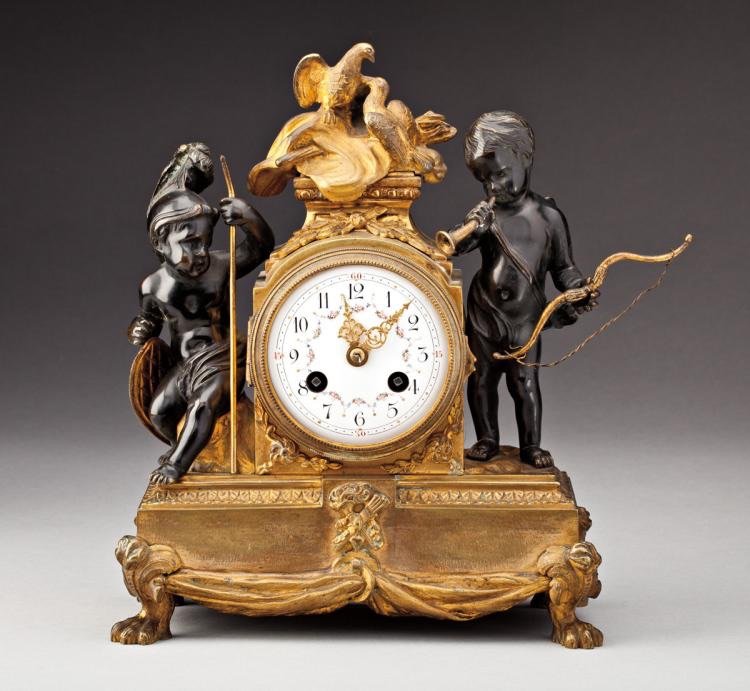 19TH CENTURY GILT AND PATINATED CLOCK (1 of 1)