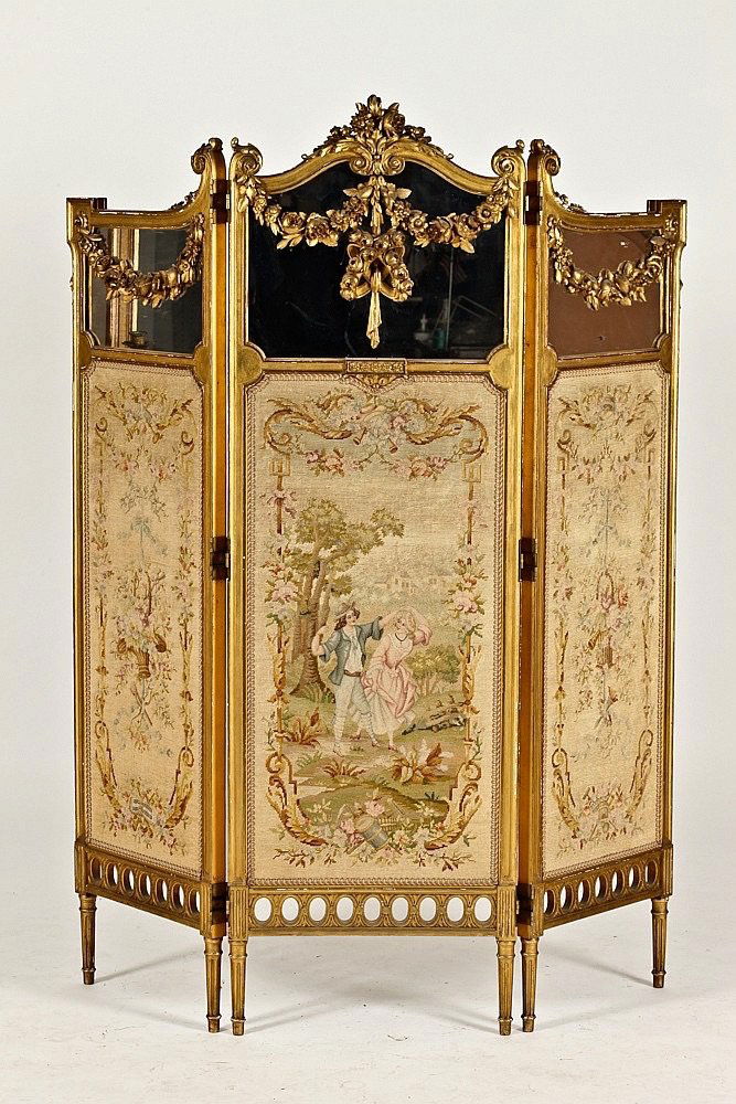 A 19TH C. LOUIS XV STYLE GILTWOOD AND TAPESTRY SCREEN (1 of 1)