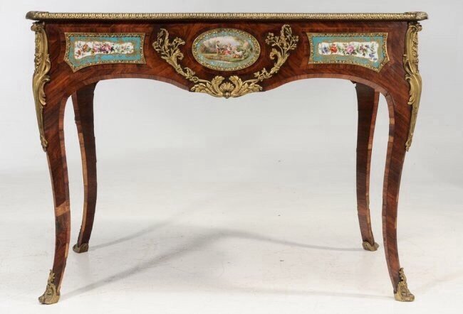 19TH C. LOUIS XV STYLE SEVRES & ORMOLU MOUNTED DESK (1 of 2)