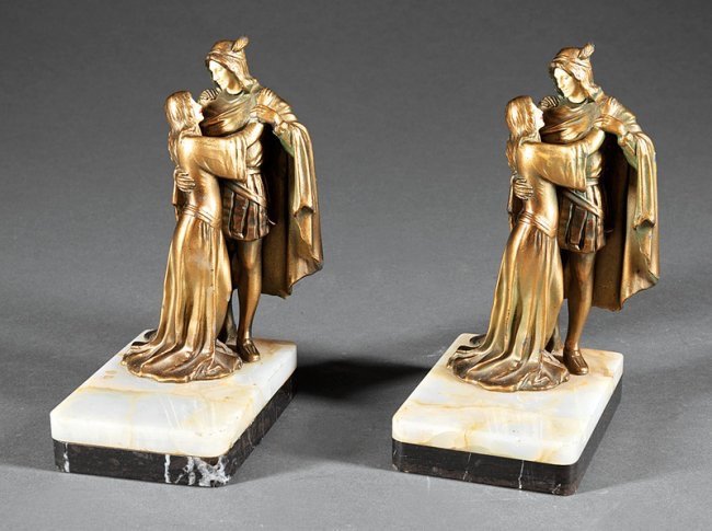 PAIR OF ANTIQUE FRENCH GILT BRONZE BOOK ENDS (1 of 1)