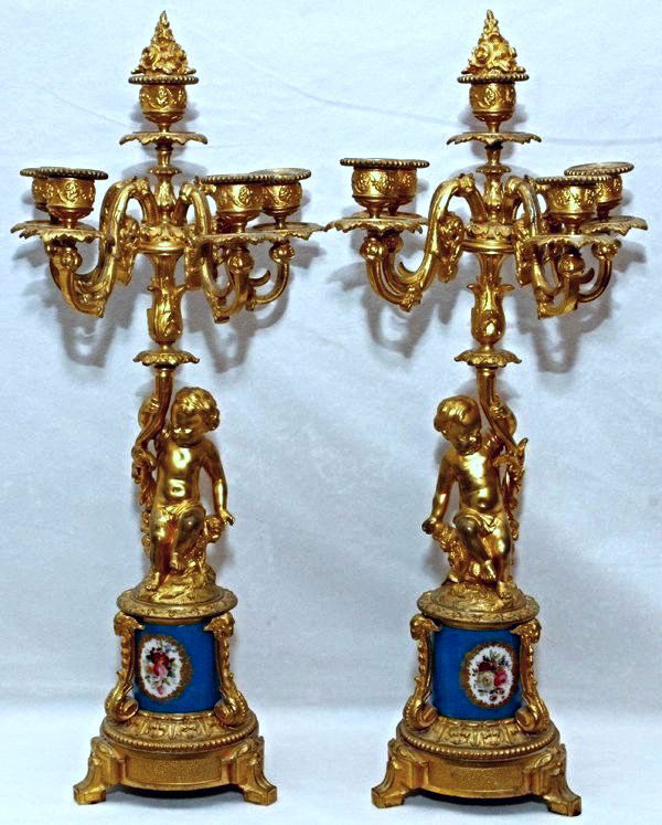 PAIR OF 19TH CENTURY ORMOLU MOUNTED SEVRES CANDELABRA (1 of 2)