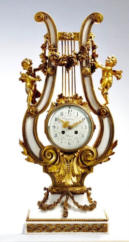 19TH CENTURY GILT FIGURAL BRONZE AND MARBLE CLOCK (1 of 1)