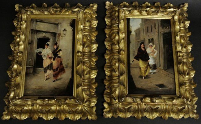 A PAIR OF 19TH CENTURY SPANISH OIL PAINTINGS (1 of 4)