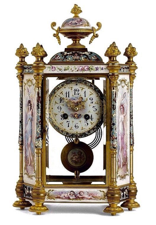 19TH CENTURY FRENCH CHAMPLEVE ENAMEL AND SEVRES CLOCK (1 of 1)
