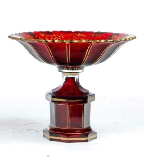 19TH CENTURY BOHEMIAN RUBY GLASS TAZZA (1 of 1)