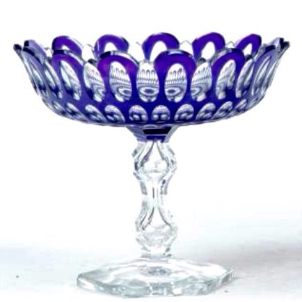 19TH CENTURY BOHEMIAN GLASS COMPOTE: 9" D., 8" H. Estimate $300-350
