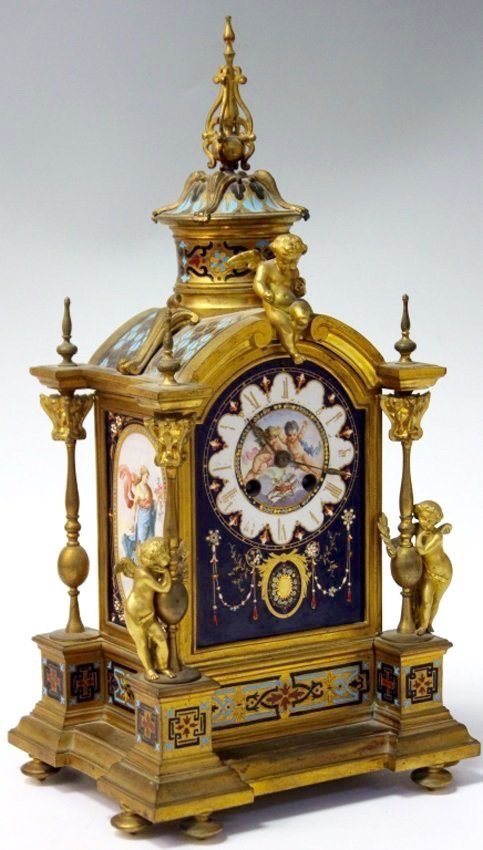 A 19TH CENTURY JEWELLED SEVRES AND CHAMPLEVE ENAMEL (1 of 1)