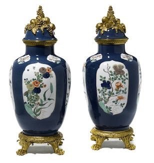 PAIR OF 19TH C. ORMOLU MOUNTED CHINESE PORCELAIN VASES (1 of 4)